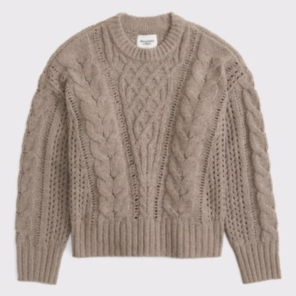 Abercrombie & Fitch Women's Textural Stitch Cable Crew Sweater Small Coastal
